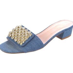 Kate Spade New York Mazie Denim Italian Leather Slide Sandals Womens SZ 9 M